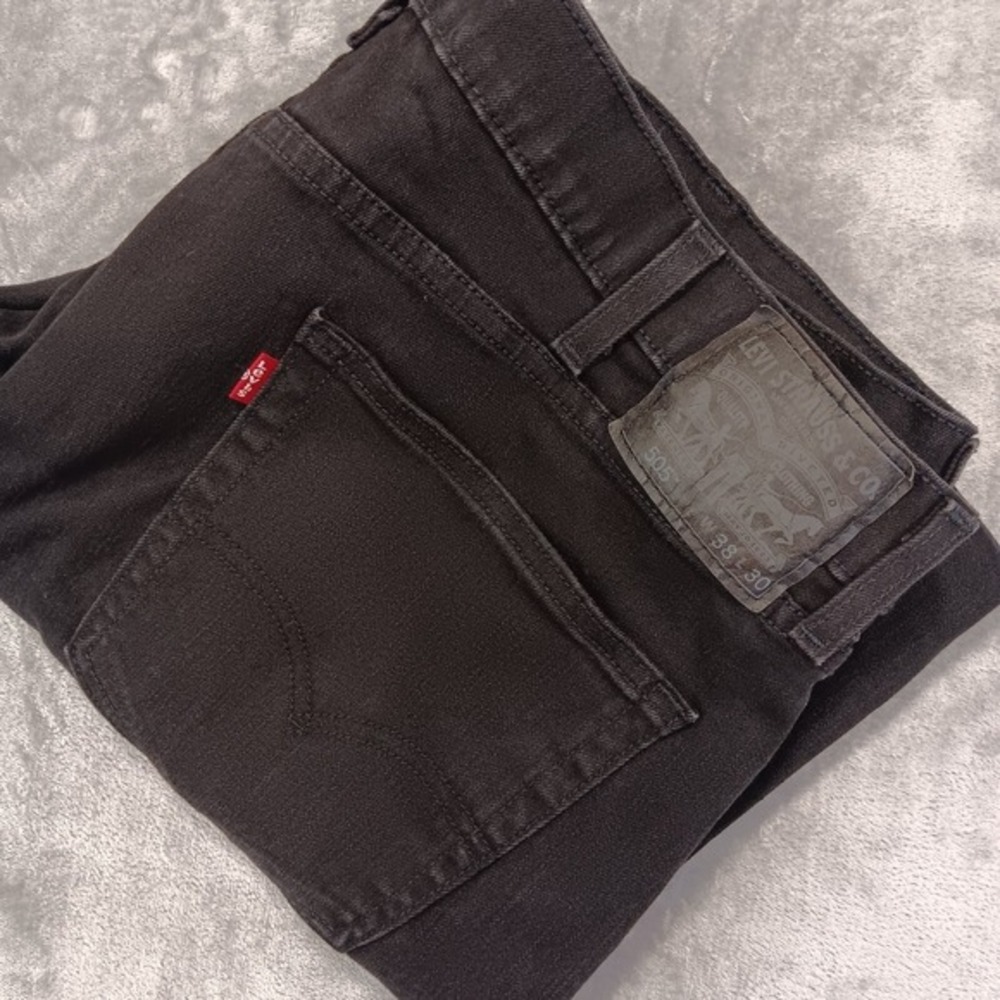 Levis 505 Mens Size 38x30 Regular Fit Black‎ Classic Denim Jeans